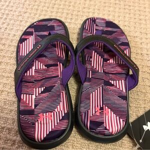 Under Armour Purple and Pink flip flops